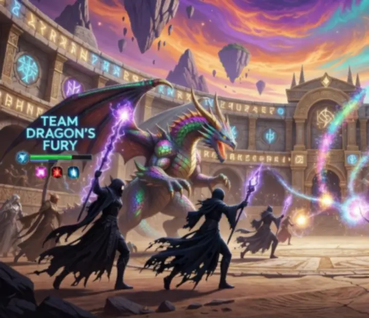 Ilustracja starcia na Arenie w Summoners War z motywem Frieren