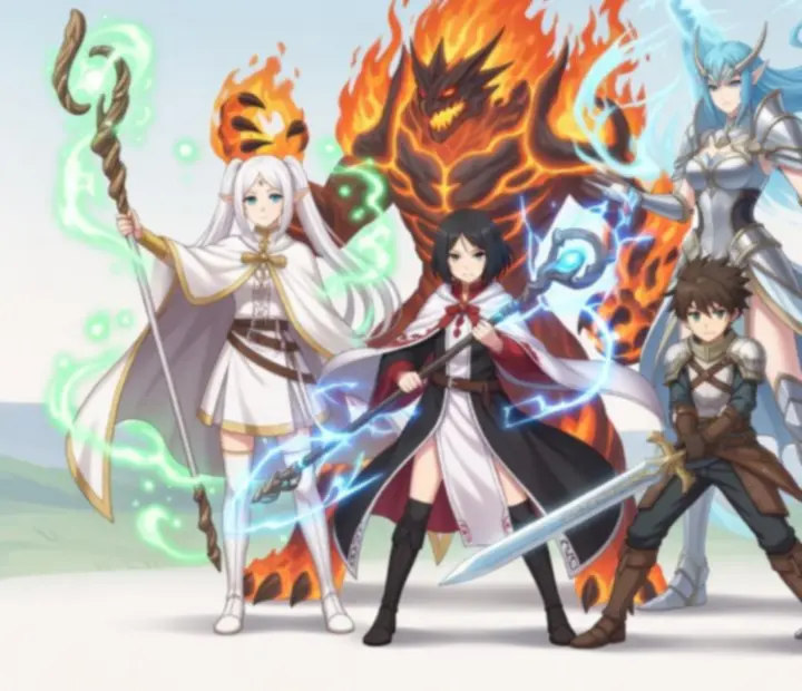Ilustracja nowych postaci z kolaboracji Summoners War × Frieren